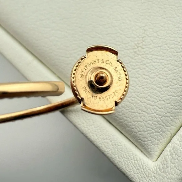 Tiffany & Co.18k Large Diamond Metro Hoop Earrings in Rose Gold - Picture 8 of 9